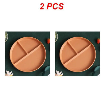 Divided Dinner Plate - Reusable 3-Compartment Dish for Diet Microwave Safe - ZOOMNSTORE