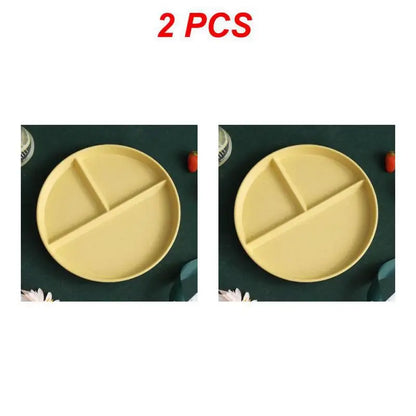Divided Dinner Plate - Reusable 3-Compartment Dish for Diet Microwave Safe - ZOOMNSTORE