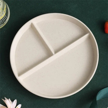 Divided Dinner Plate - Reusable 3-Compartment Dish for Diet Microwave Safe - ZOOMNSTORE
