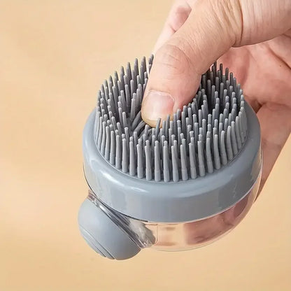 Dog Bath Brush – Silicone Bristle Pet Grooming Tool with Soap Dispenser & Comfortable Grip - ZOOMNSTORE