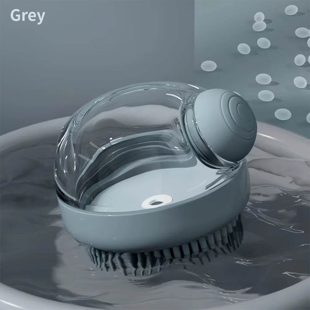 Dog Bath Brush – Silicone Bristle Pet Grooming Tool with Soap Dispenser & Comfortable Grip - ZOOMNSTORE