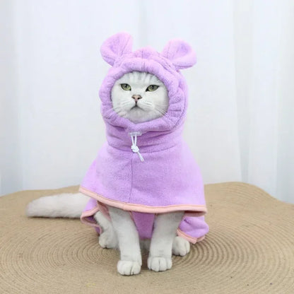 Dog Bathrobe Microfiber - Adjustable Hooded Pet Drying Robe for Small Dogs & Cats - ZOOMNSTORE