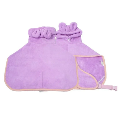 Dog Bathrobe Microfiber - Adjustable Hooded Pet Drying Robe for Small Dogs & Cats - ZOOMNSTORE