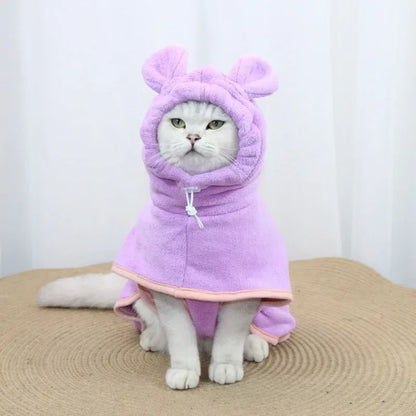 Dog Bathrobe Microfiber - Adjustable Hooded Pet Drying Robe for Small Dogs & Cats - ZOOMNSTORE