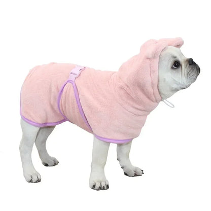 Dog Bathrobe Microfiber - Adjustable Hooded Pet Drying Robe for Small Dogs & Cats - ZOOMNSTORE