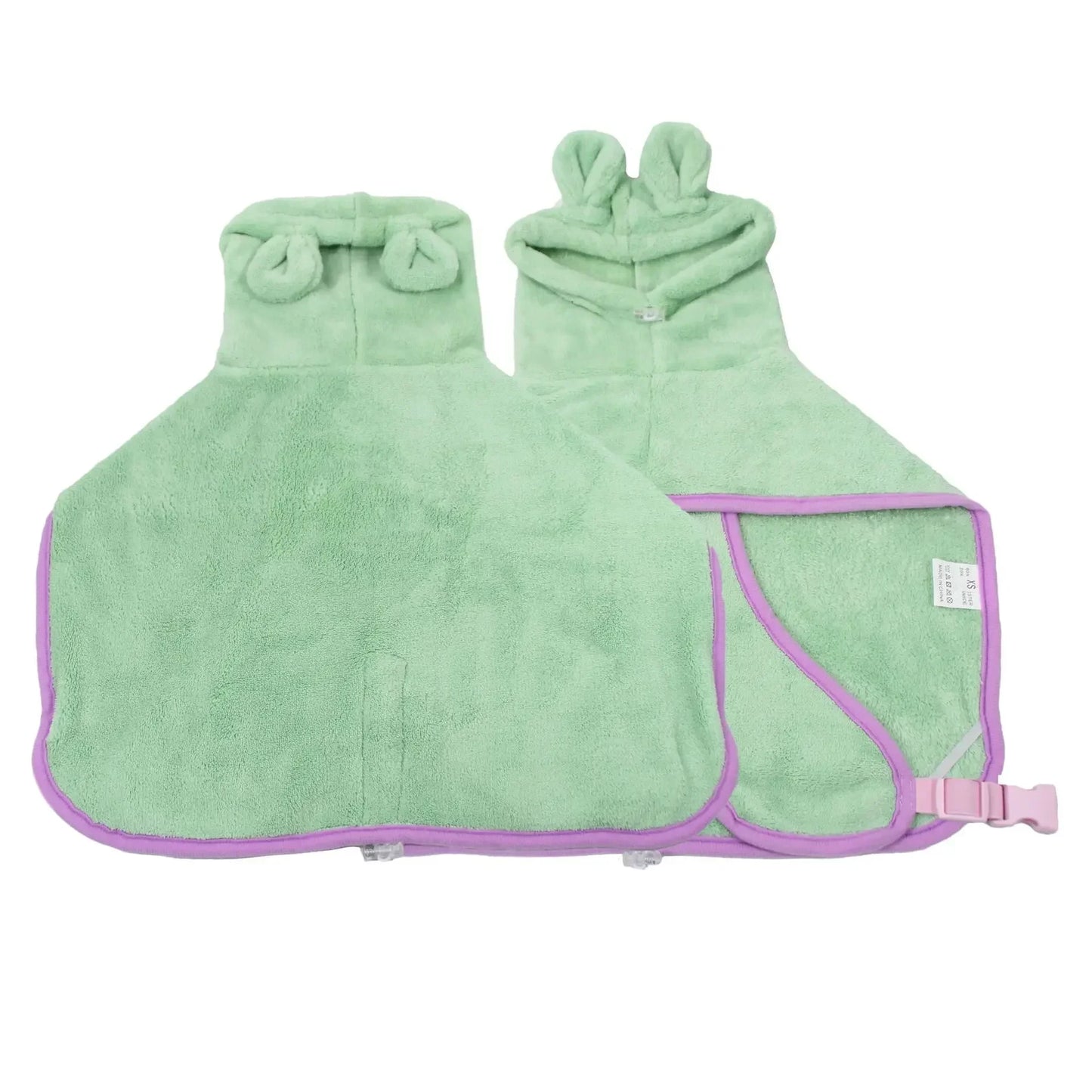 Dog Bathrobe Microfiber - Adjustable Hooded Pet Drying Robe for Small Dogs & Cats - ZOOMNSTORE