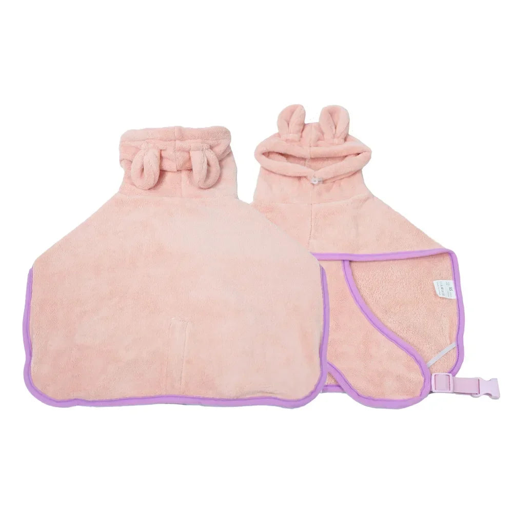 Dog Bathrobe Microfiber - Adjustable Hooded Pet Drying Robe for Small Dogs & Cats - ZOOMNSTORE
