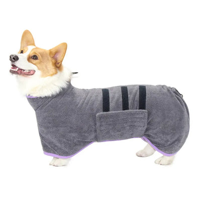 Dog Bathrobe Microfiber - Super Absorbent Pet Drying Coat, Adjustable Warm Jacket - ZOOMNSTORE