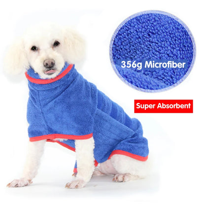 Dog Bathrobe Microfiber - Super Absorbent Pet Drying Coat, Adjustable Warm Jacket - ZOOMNSTORE