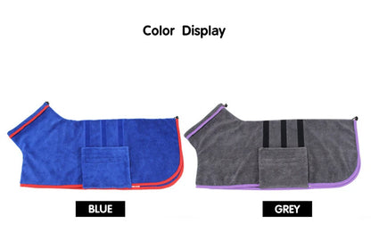 Dog Bathrobe Microfiber - Super Absorbent Pet Drying Coat, Adjustable Warm Jacket - ZOOMNSTORE