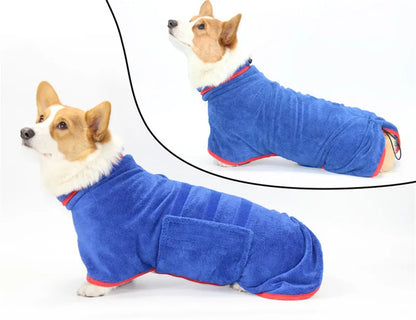 Dog Bathrobe Microfiber - Super Absorbent Pet Drying Coat, Adjustable Warm Jacket - ZOOMNSTORE