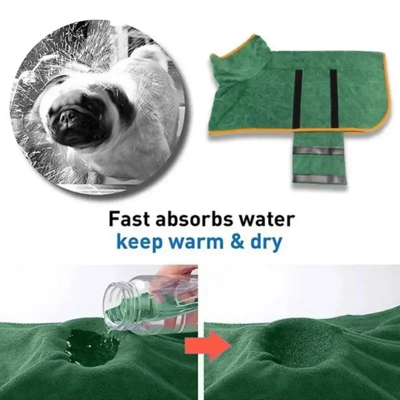 Dog Bathrobe Towel – Super Absorbent Microfibre Pet Drying Robe for Small to Large Dogs - ZOOMNSTORE