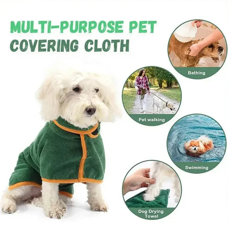 Dog Bathrobe Towel – Super Absorbent Microfibre Pet Drying Robe for Small to Large Dogs - ZOOMNSTORE