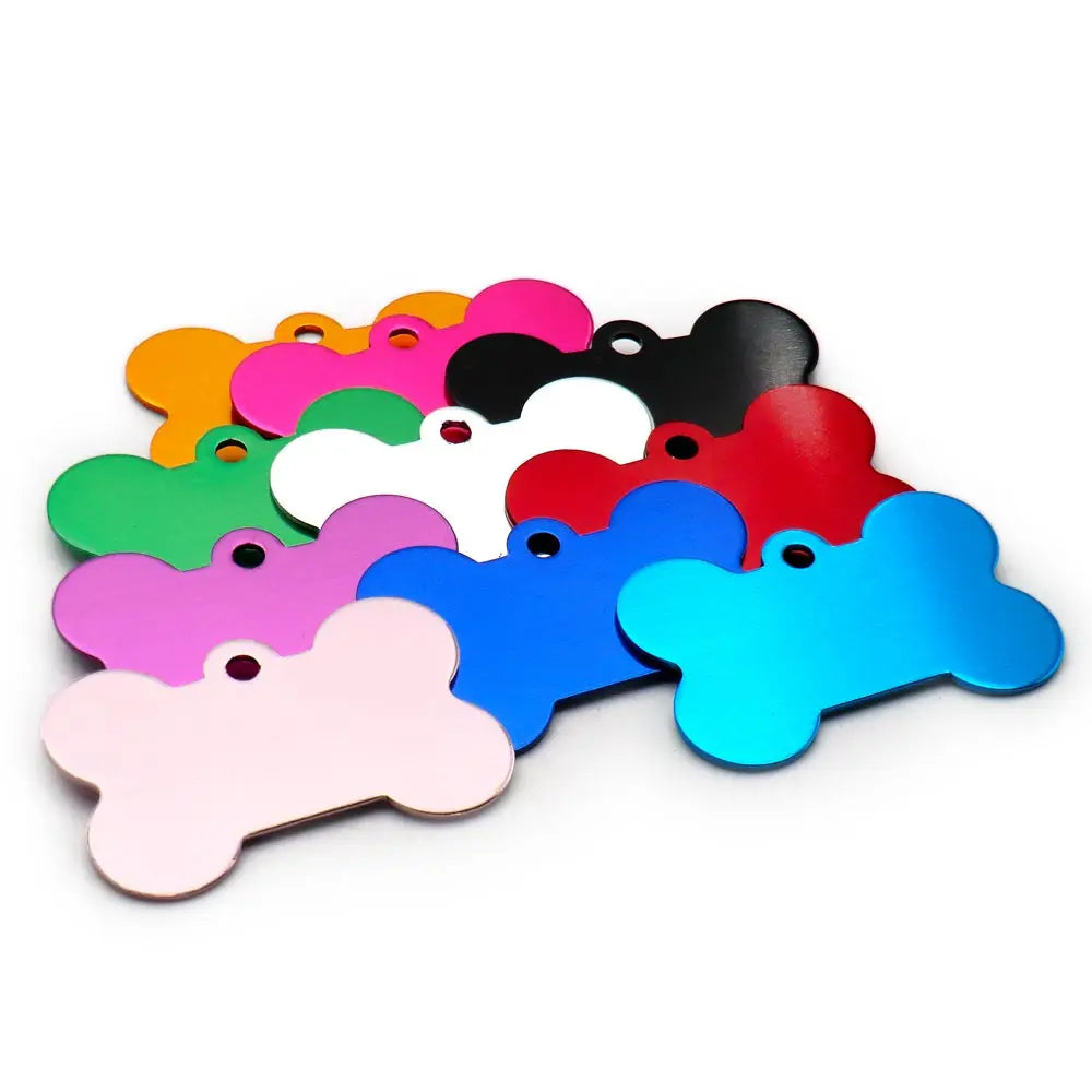 Wholesale 100Pcs Customized Bone Dog ID Tags - Engraved Aluminum Puppy Name Tags - ZOOMNSTORE