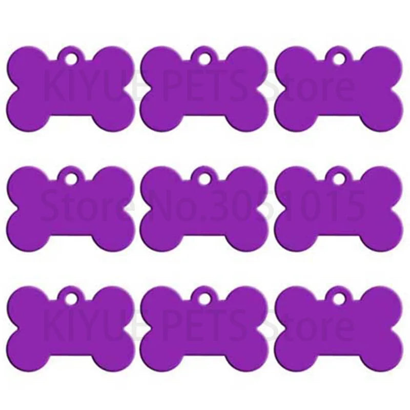 Wholesale 100Pcs Customized Bone Dog ID Tags - Engraved Aluminum Puppy Name Tags - ZOOMNSTORE