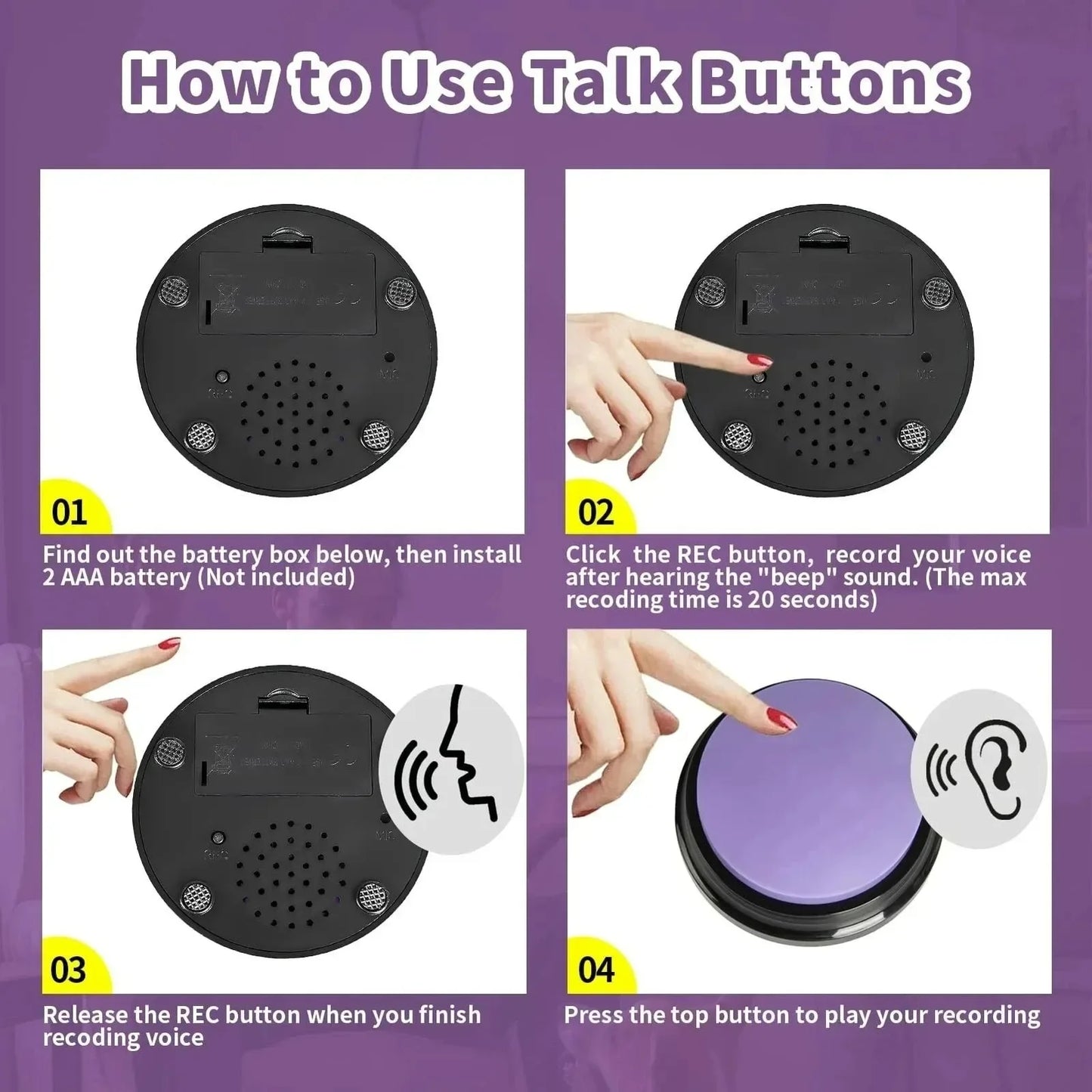 Dog Communication Buttons - Voice Recording Buzzer for Pet Training - ZOOMNSTORE