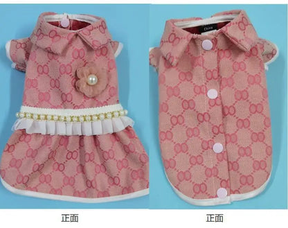 Dog Dress Plaid - Cotton Small & Medium Dog Clothes Spring Autumn Pet Fashion - ZOOMNSTORE
