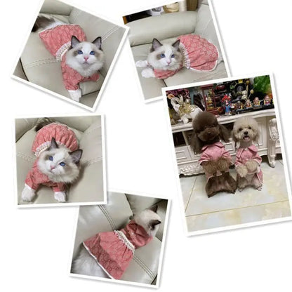 Dog Dress Plaid - Cotton Small & Medium Dog Clothes Spring Autumn Pet Fashion - ZOOMNSTORE