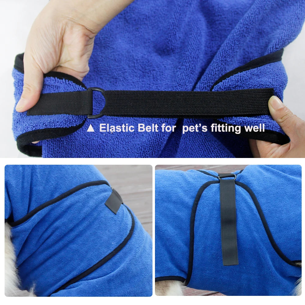 Dog Drying Towel – Microfiber Pet Bathrobe With Cat Hood | Fast Absorb Water - ZOOMNSTORE