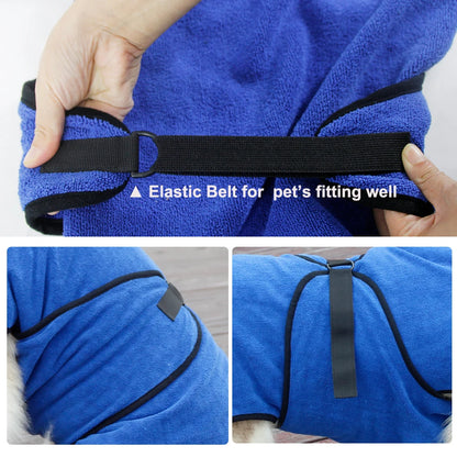 Dog Drying Towel – Microfiber Pet Bathrobe With Cat Hood | Fast Absorb Water - ZOOMNSTORE