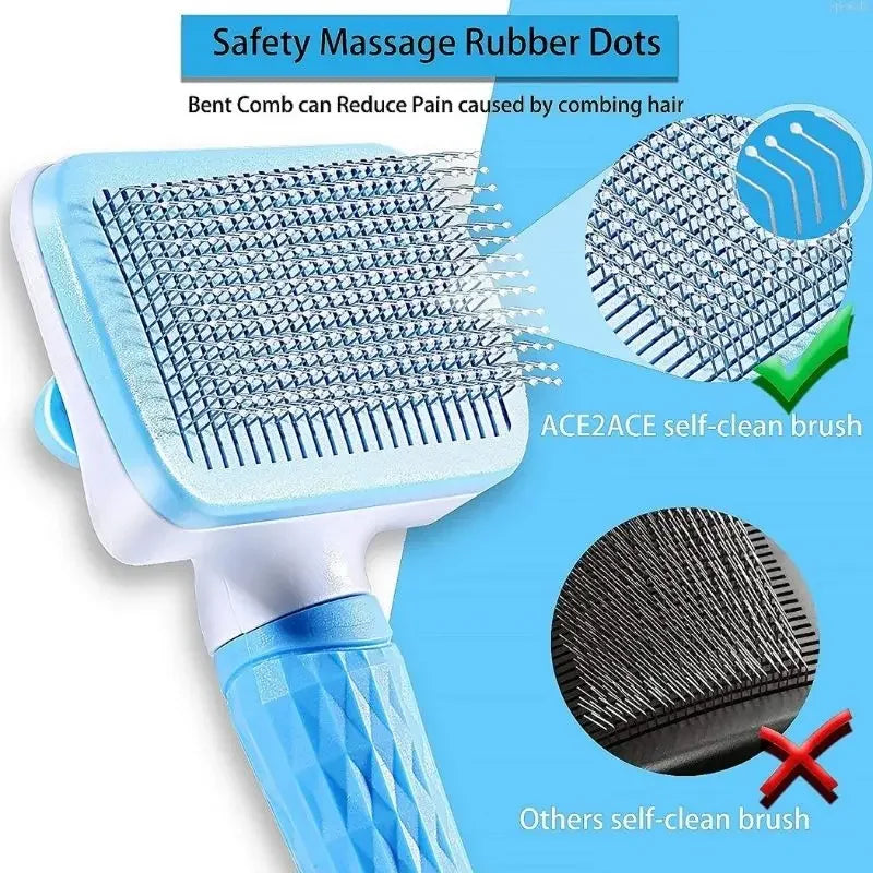 Dog Hair Remover Brush - Pet Hair Remover With Anti Slip Handle, Stainless Steel Comb - ZOOMNSTORE