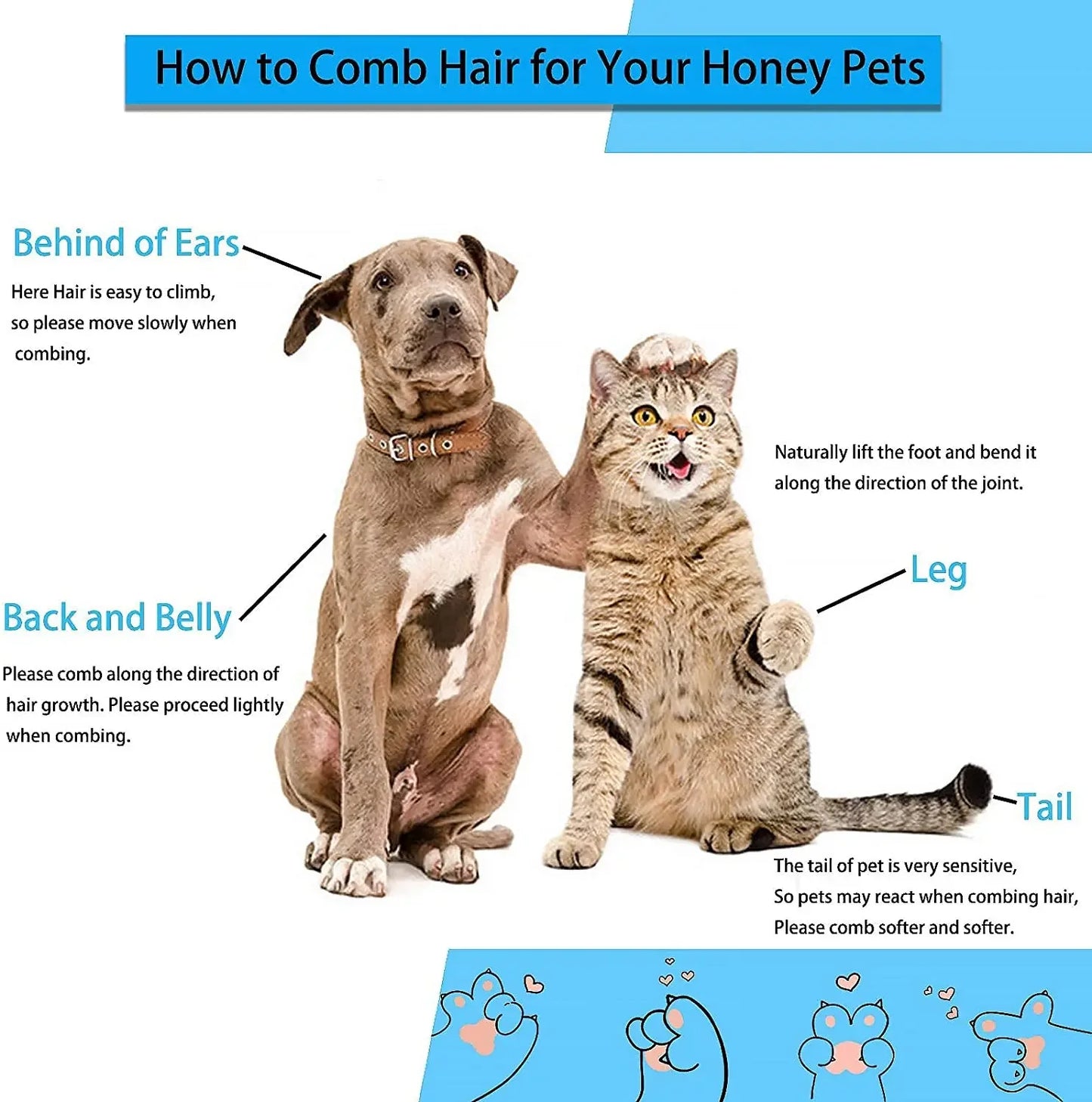 Dog Hair Remover Brush - Pet Hair Remover With Anti Slip Handle, Stainless Steel Comb - ZOOMNSTORE