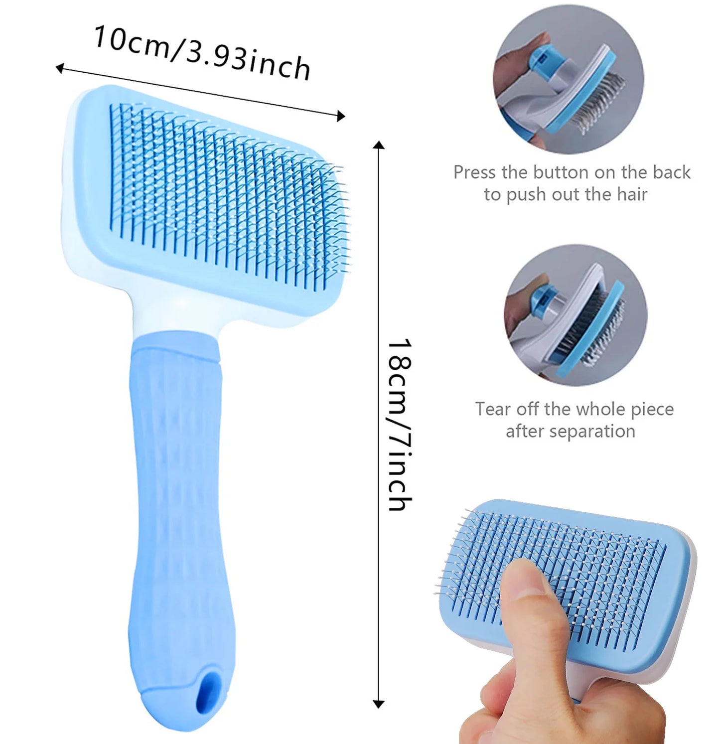 Dog Hair Remover Brush - Pet Hair Remover With Anti Slip Handle, Stainless Steel Comb - ZOOMNSTORE