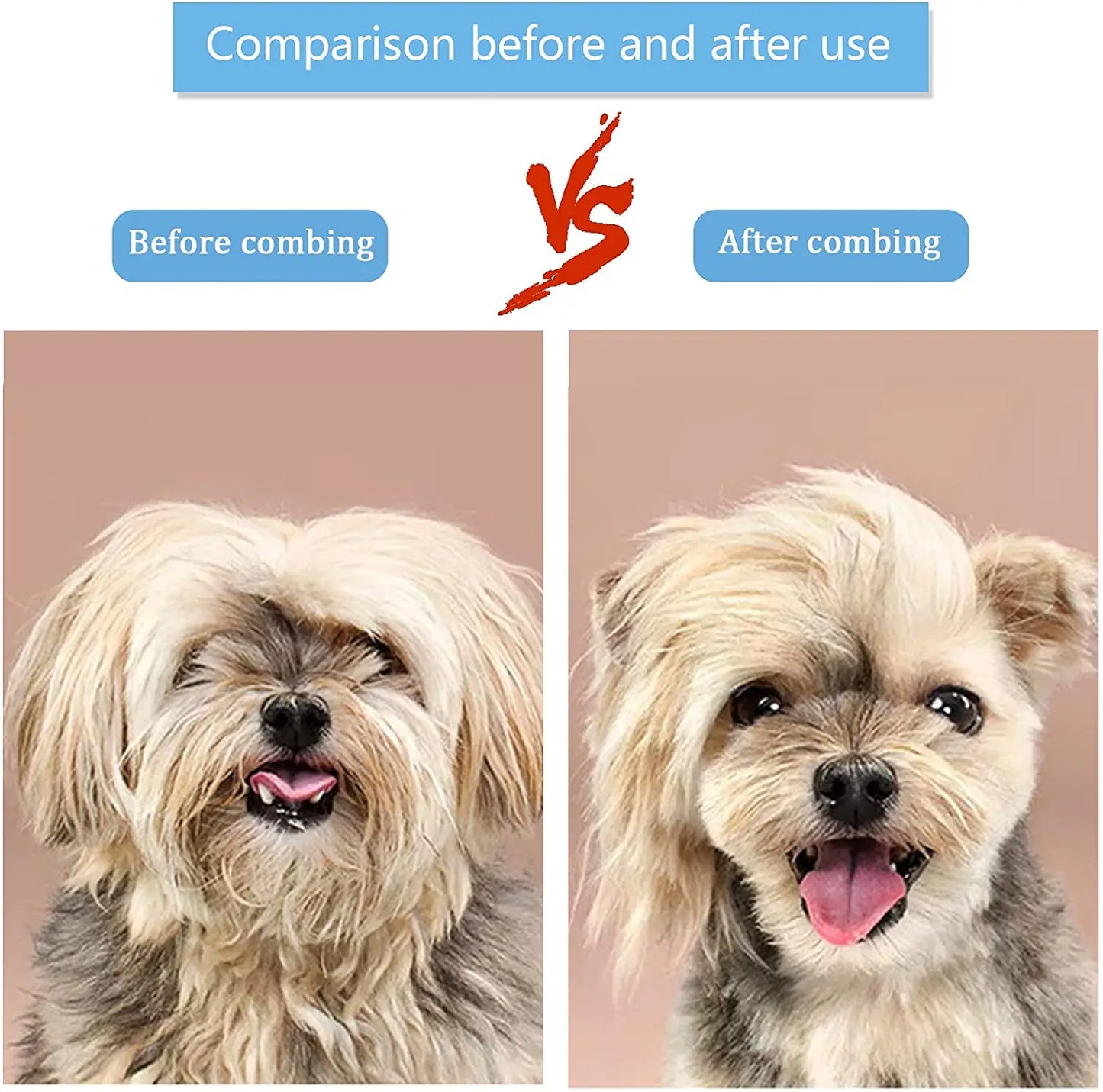 Dog Hair Remover Brush - Pet Hair Remover With Anti Slip Handle, Stainless Steel Comb - ZOOMNSTORE