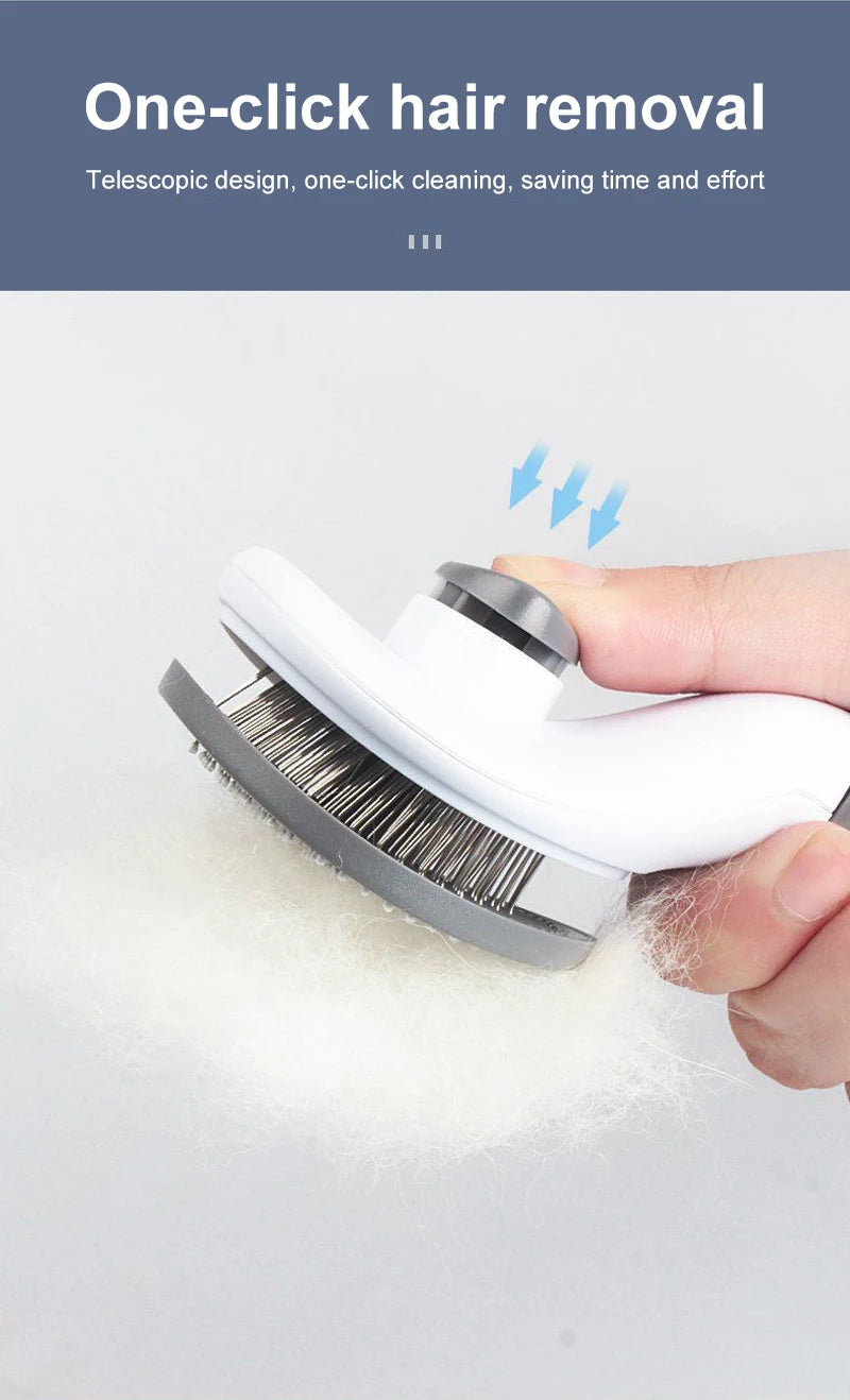 Dog Hair Remover Brush - Pet Hair Remover With Anti Slip Handle, Stainless Steel Comb - ZOOMNSTORE