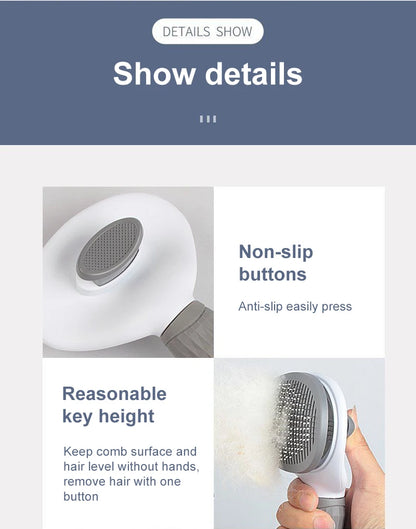Dog Hair Remover Brush - Pet Hair Remover With Anti Slip Handle, Stainless Steel Comb - ZOOMNSTORE