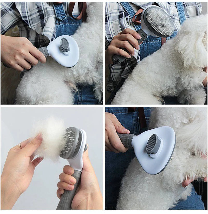 Dog Hair Remover Brush - Pet Hair Remover With Anti Slip Handle, Stainless Steel Comb - ZOOMNSTORE