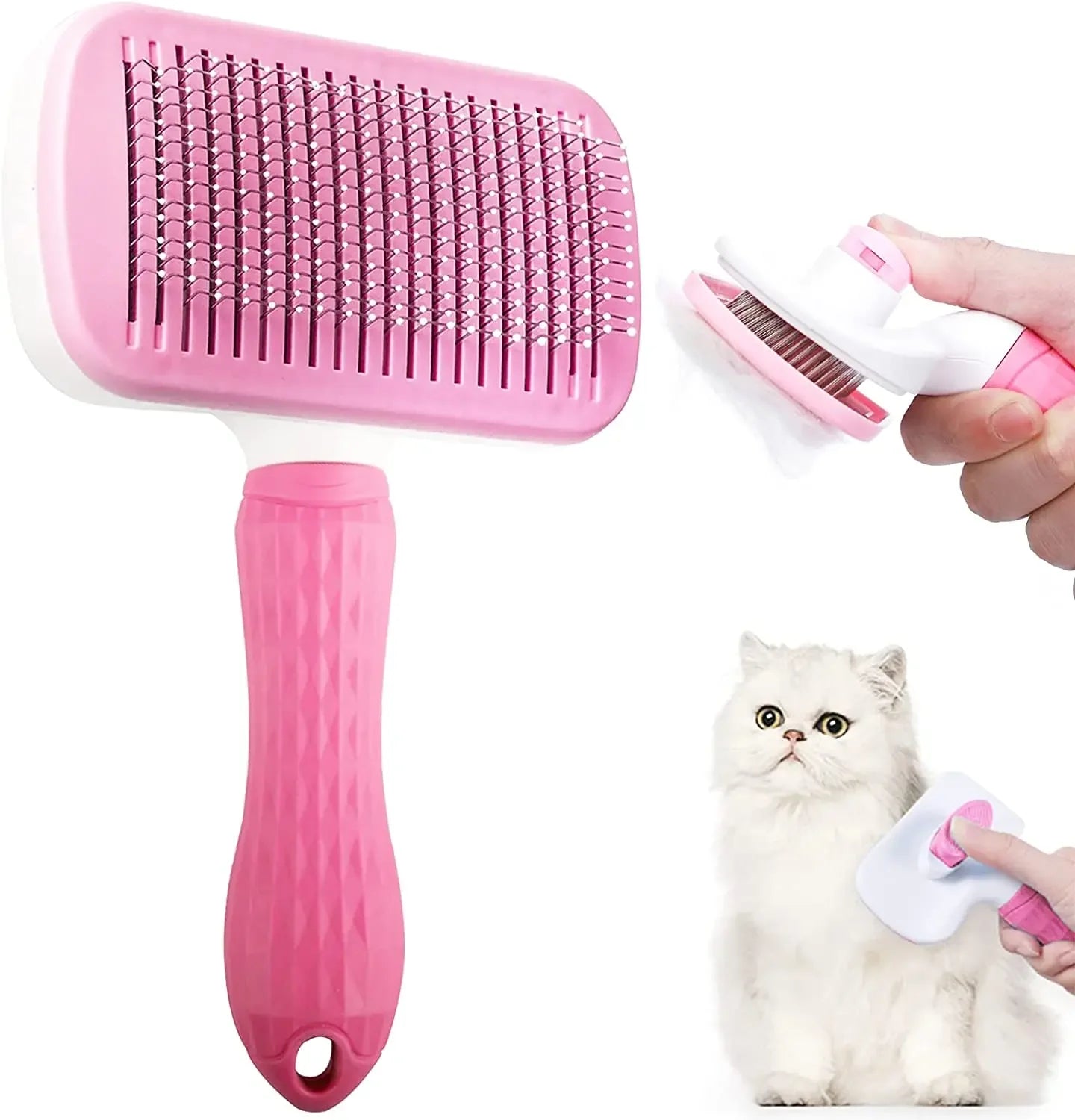 Dog Hair Remover Brush - Pet Hair Remover With Anti Slip Handle, Stainless Steel Comb - ZOOMNSTORE
