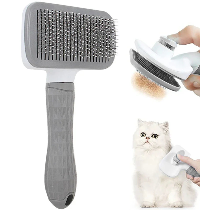 Dog Hair Remover Brush - Pet Hair Remover With Anti Slip Handle, Stainless Steel Comb - ZOOMNSTORE