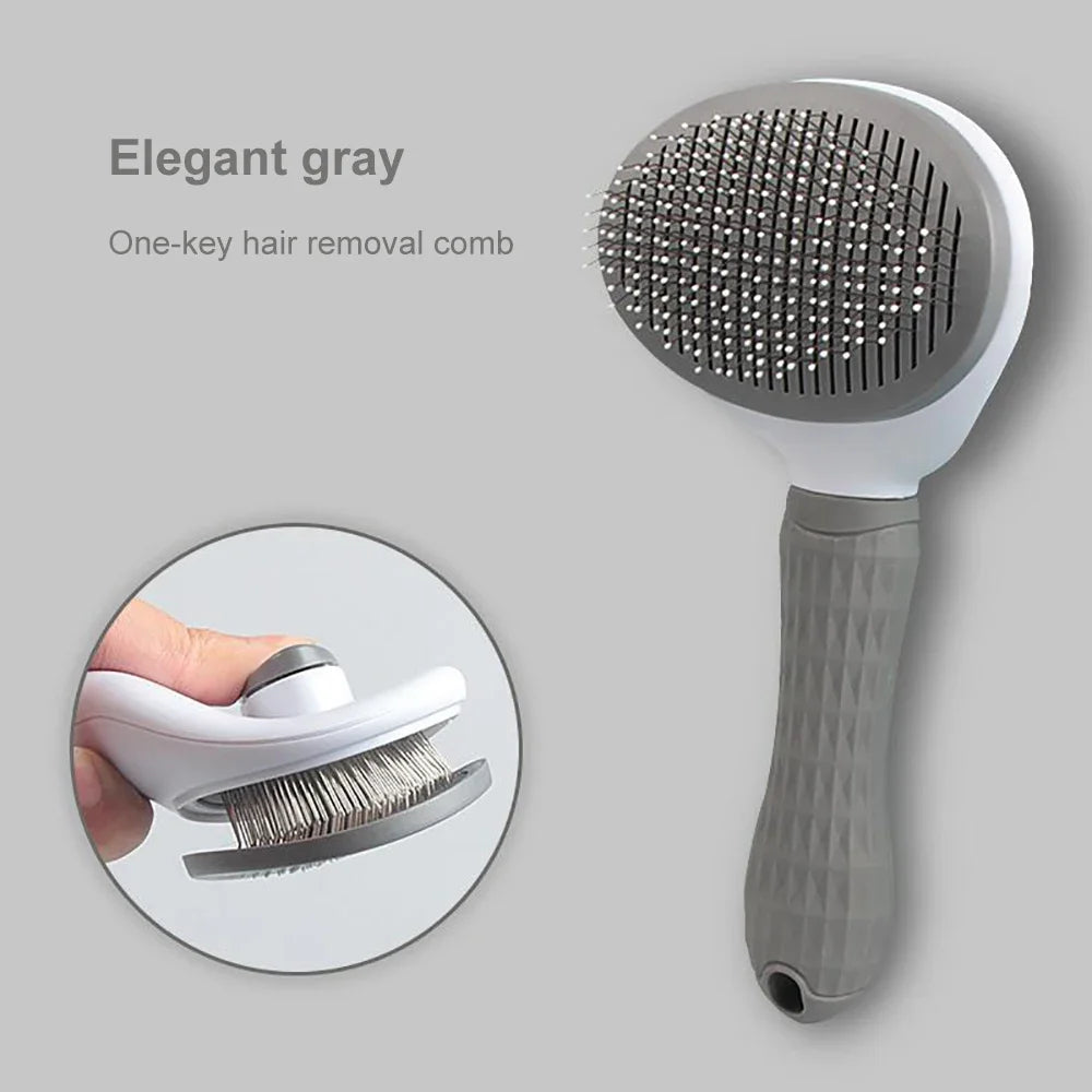 Dog Hair Remover Brush - Pet Hair Remover With Anti Slip Handle, Stainless Steel Comb - ZOOMNSTORE