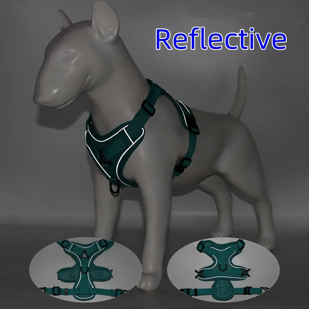 Adjustable No-Pull Dog Harness with 15m Leash - Reflective Breathable Vest for Dogs and Cats - ZOOMNSTORE