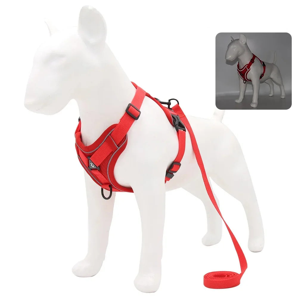 Adjustable No-Pull Dog Harness with 15m Leash - Reflective Breathable Vest for Dogs and Cats - ZOOMNSTORE