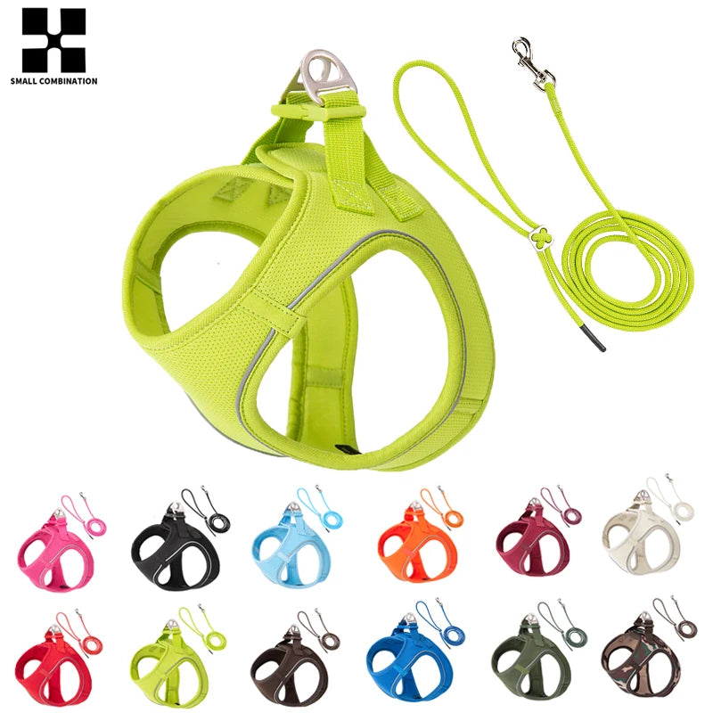 Adjustable Dog Harness and Leash Set - Reflective Vest for Small Medium Dogs and Cats - ZOOMNSTORE