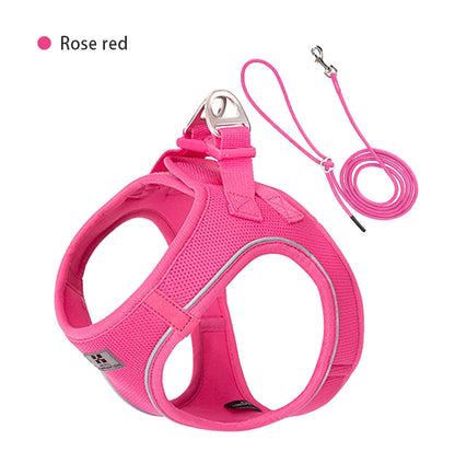 Adjustable Dog Harness and Leash Set - Reflective Vest for Small Medium Dogs and Cats - ZOOMNSTORE