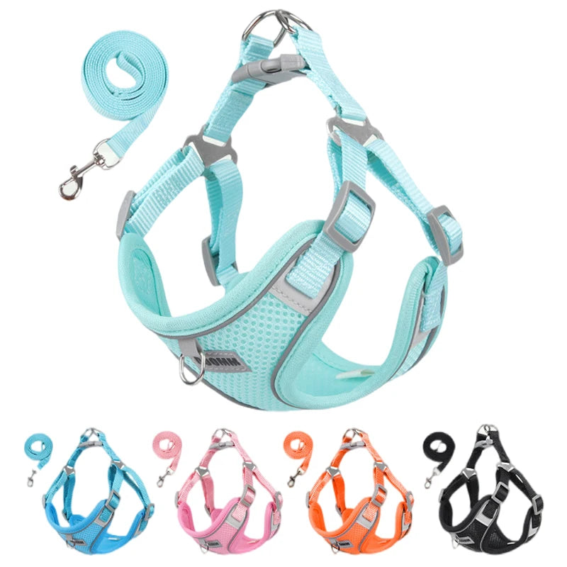 Dog Harness and Leash Set - Reflective Vest for Small to Medium Dogs and Cats - ZOOMNSTORE