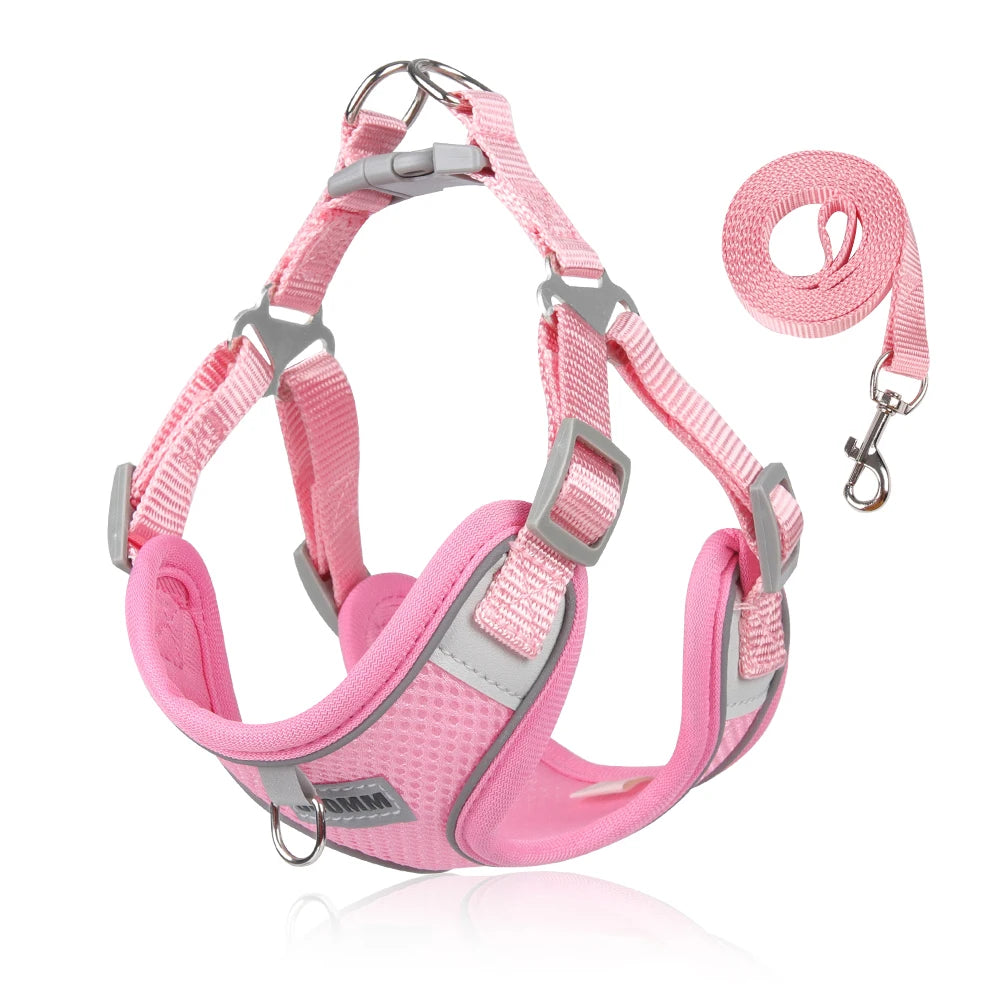 Dog Harness and Leash Set - Reflective Vest for Small to Medium Dogs and Cats - ZOOMNSTORE