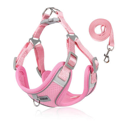 Dog Harness and Leash Set - Reflective Vest for Small to Medium Dogs and Cats - ZOOMNSTORE