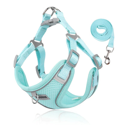 Dog Harness and Leash Set - Reflective Vest for Small to Medium Dogs and Cats - ZOOMNSTORE