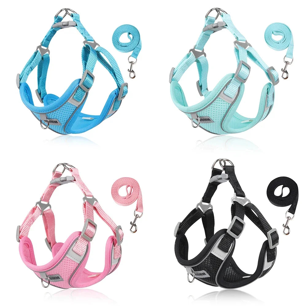 Dog Harness and Leash Set - Reflective Vest for Small to Medium Dogs and Cats - ZOOMNSTORE
