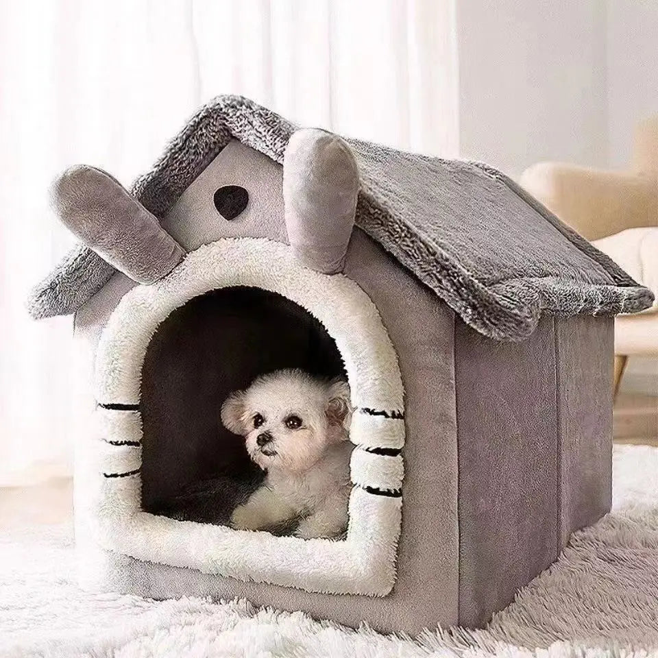 All Season Dog House Style Bed - Removable Washable Pet Bed for Small Dogs Teddy Winter Warm Cat Dog House - ZOOMNSTORE