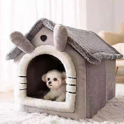 All Season Dog House Style Bed - Removable Washable Pet Bed for Small Dogs Teddy Winter Warm Cat Dog House - ZOOMNSTORE