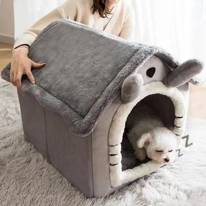 All Season Dog House Style Bed - Removable Washable Pet Bed for Small Dogs Teddy Winter Warm Cat Dog House - ZOOMNSTORE