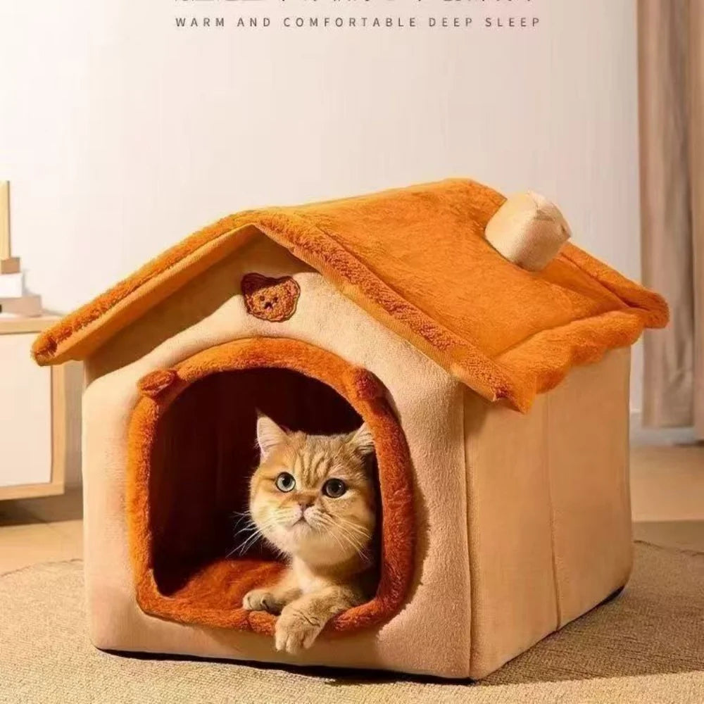 All Season Dog House Style Bed - Removable Washable Pet Bed for Small Dogs Teddy Winter Warm Cat Dog House - ZOOMNSTORE