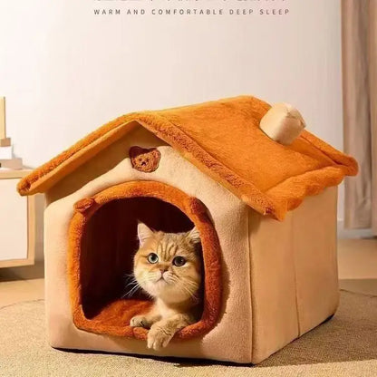 All Season Dog House Style Bed - Removable Washable Pet Bed for Small Dogs Teddy Winter Warm Cat Dog House - ZOOMNSTORE