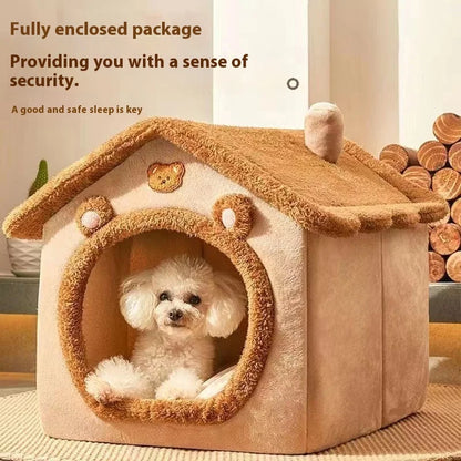 All Season Dog House Style Bed - Removable Washable Pet Bed for Small Dogs Teddy Winter Warm Cat Dog House - ZOOMNSTORE