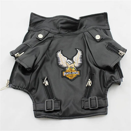 Waterproof PU Leather Dog Coat - Glorious Eagle Pattern Jacket for Small Pets - ZOOMNSTORE